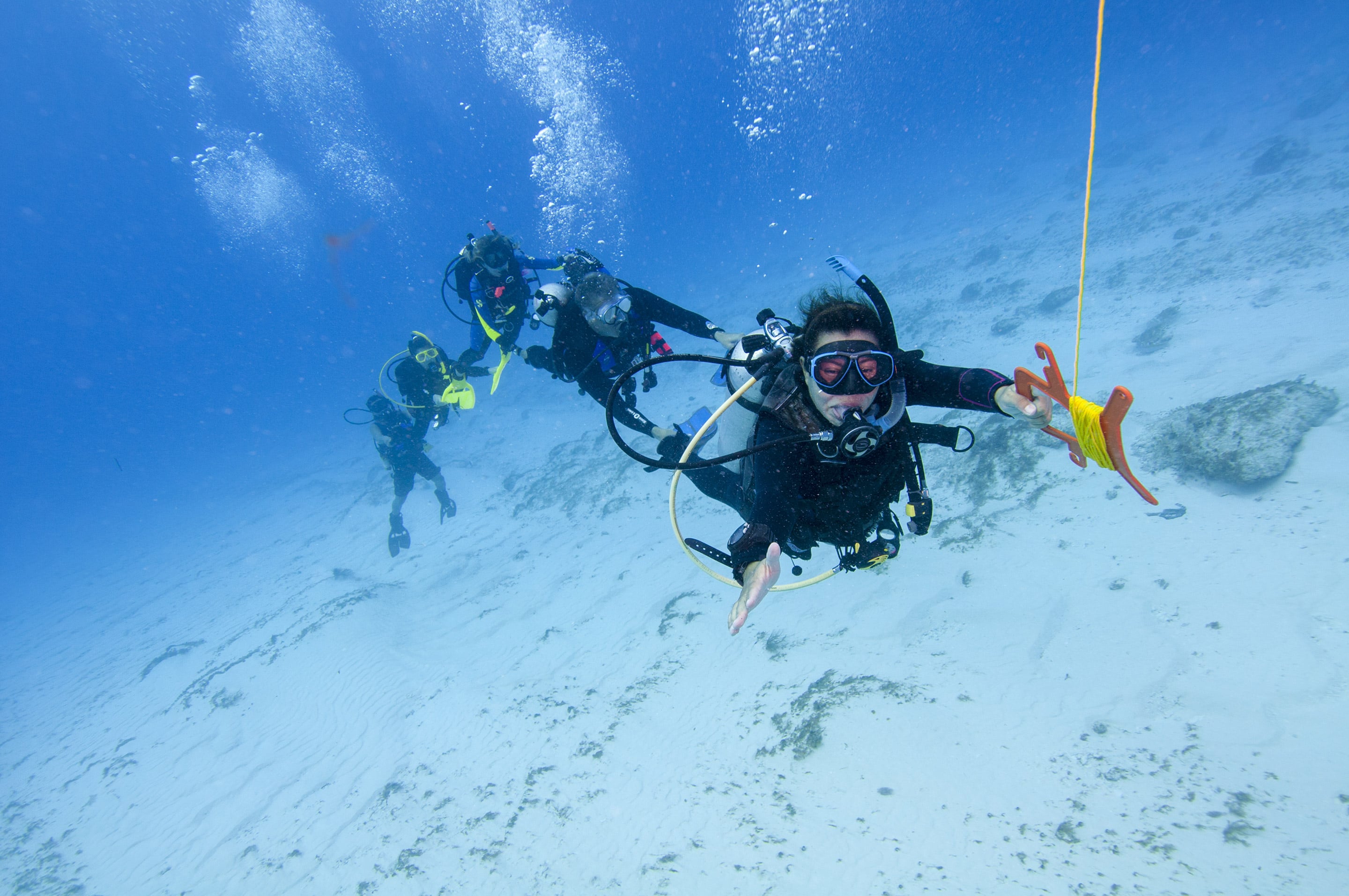 Divers participating in a drift diving.