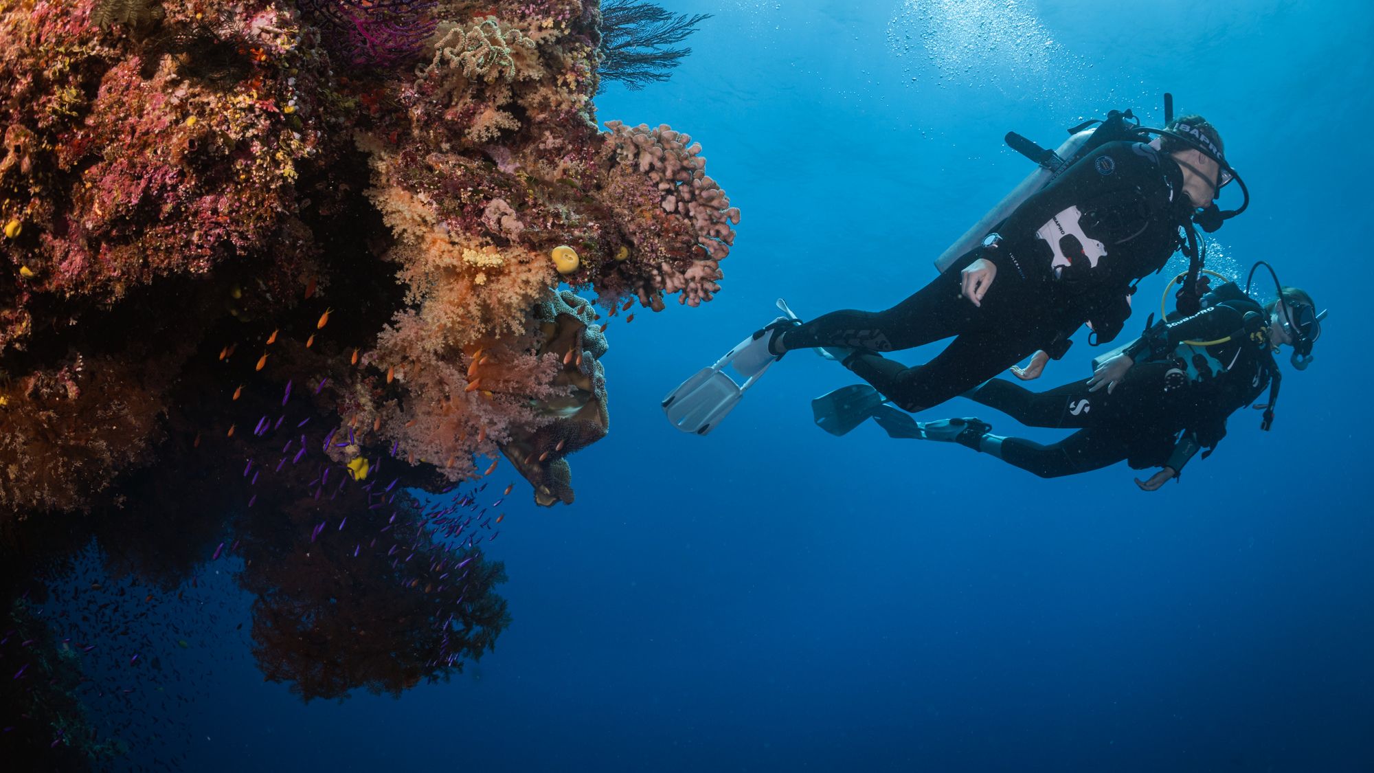 Divers in deep water