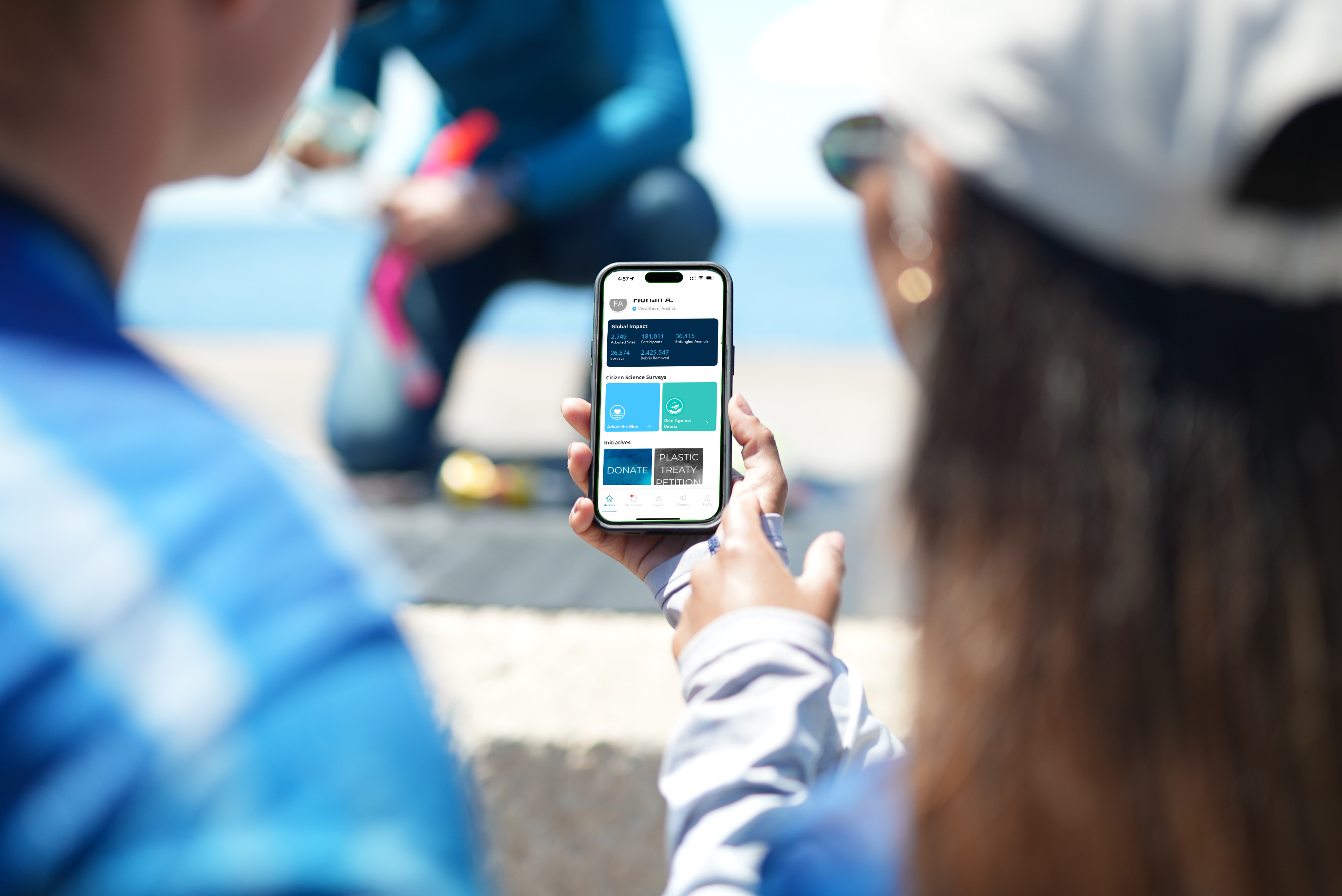 PADI AWARE 앱의 스냅샷