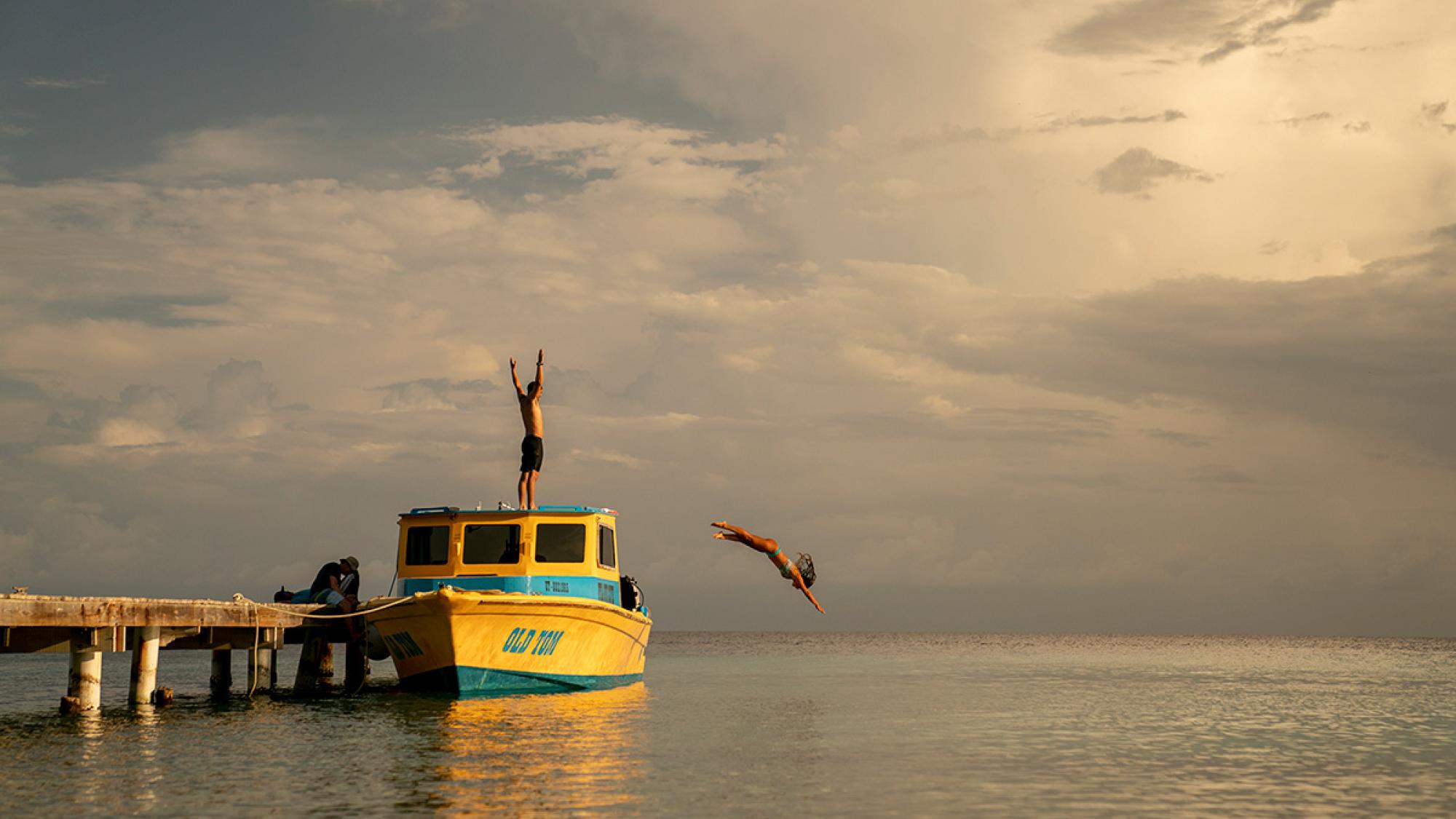 jumping off boat